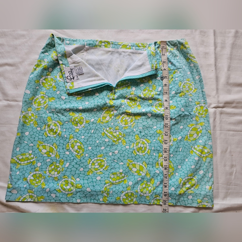 Lilly Pulitzer Skirt Mosaic Blue Green Turtles Sz 14 - Picture 2 of 8